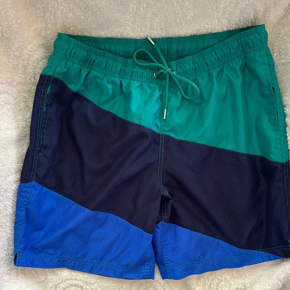 Lands' End Men's Teal, Navy, & Blue Swim Shorts/ Beach Trunks w/ Side Pockets